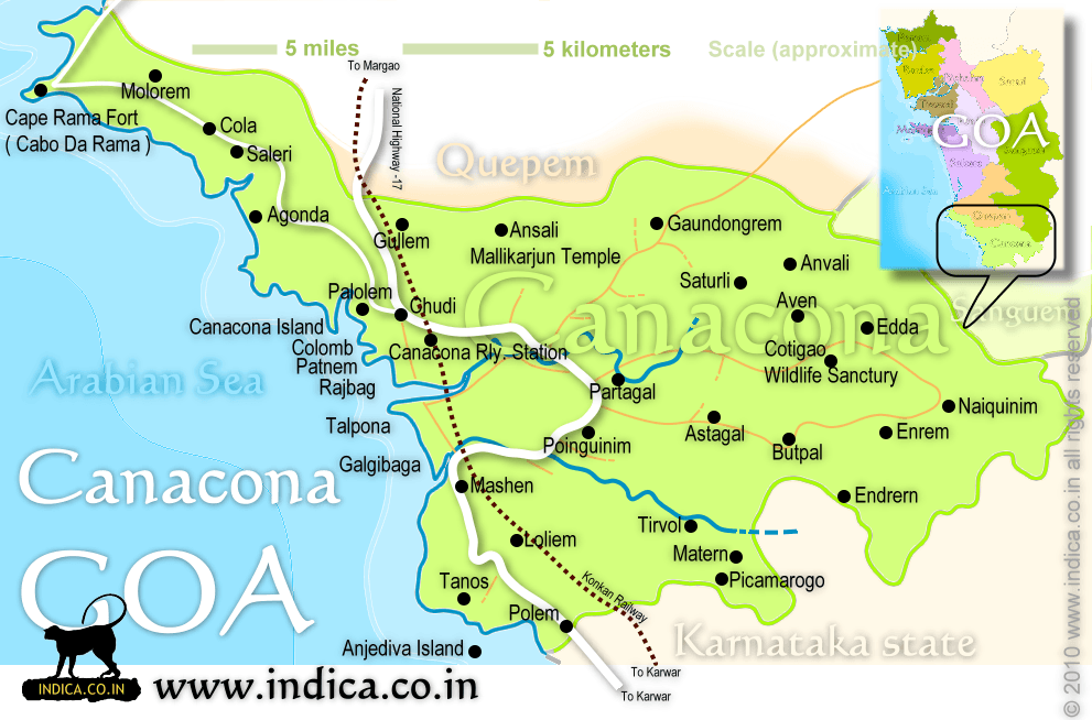 Canacona map of Goa