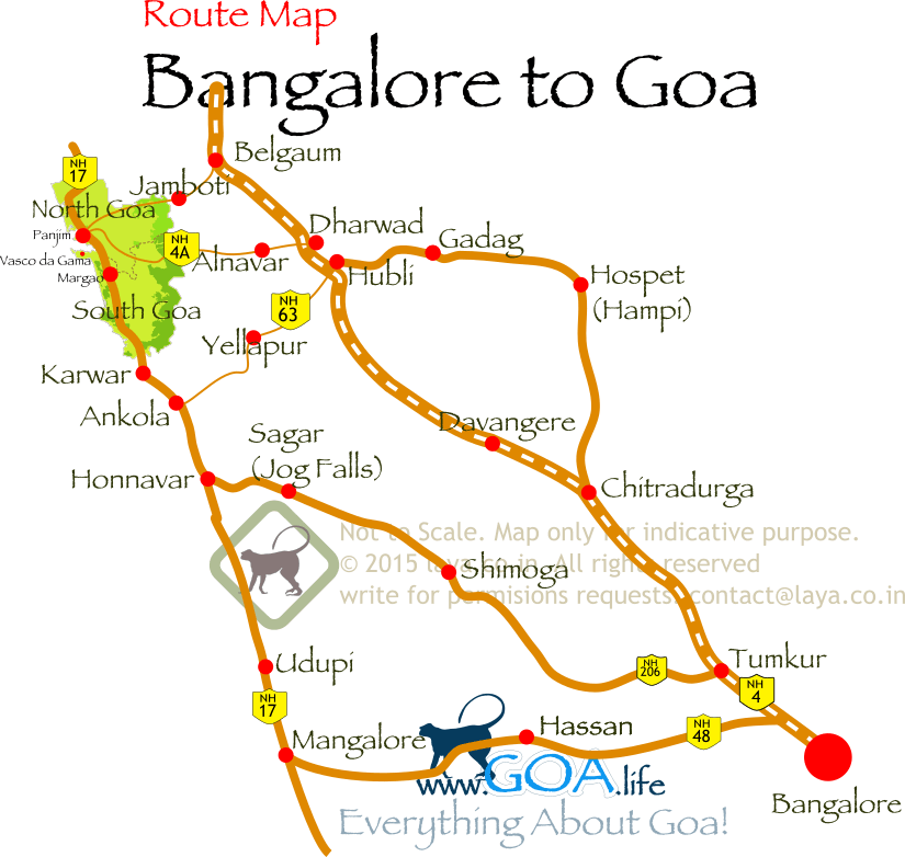 Bangalore to Goa Route Map