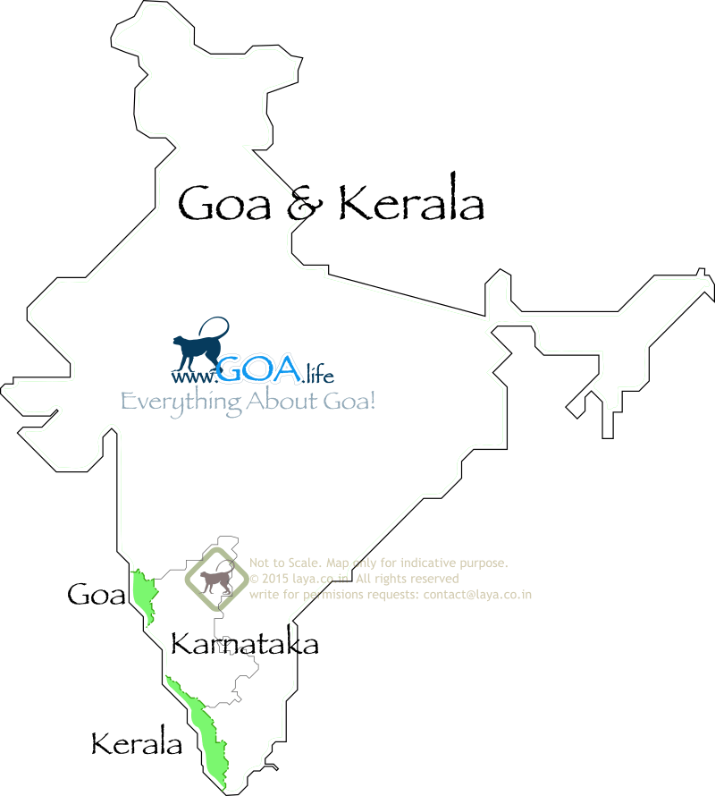 Map showing locations of Goa and Kerala along the west coast of India