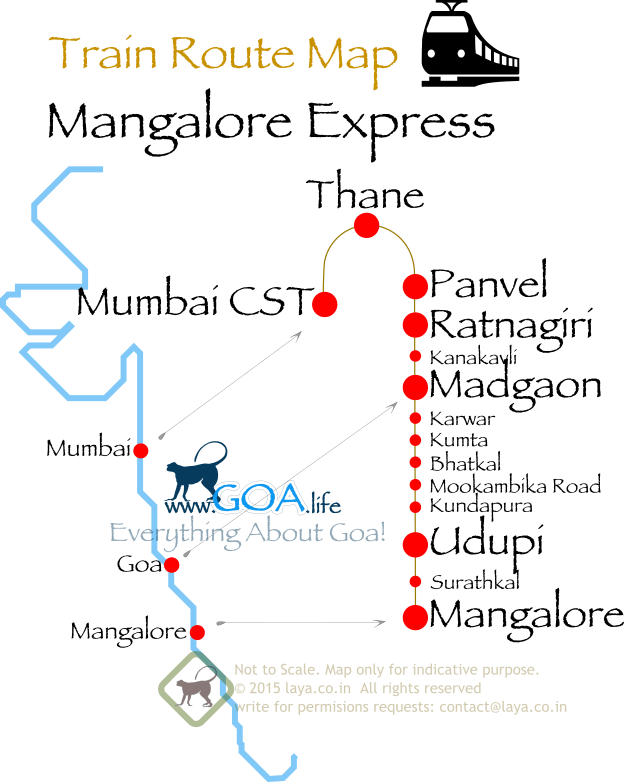 Mumbai CST-Thane-Panvel-Ratnagiri-Kankavli-Madgaon-Karwar-Kumta-Bhatkal-Mookambika Road-Kundapura-Udupi-Surathkal-Mangalore Jn