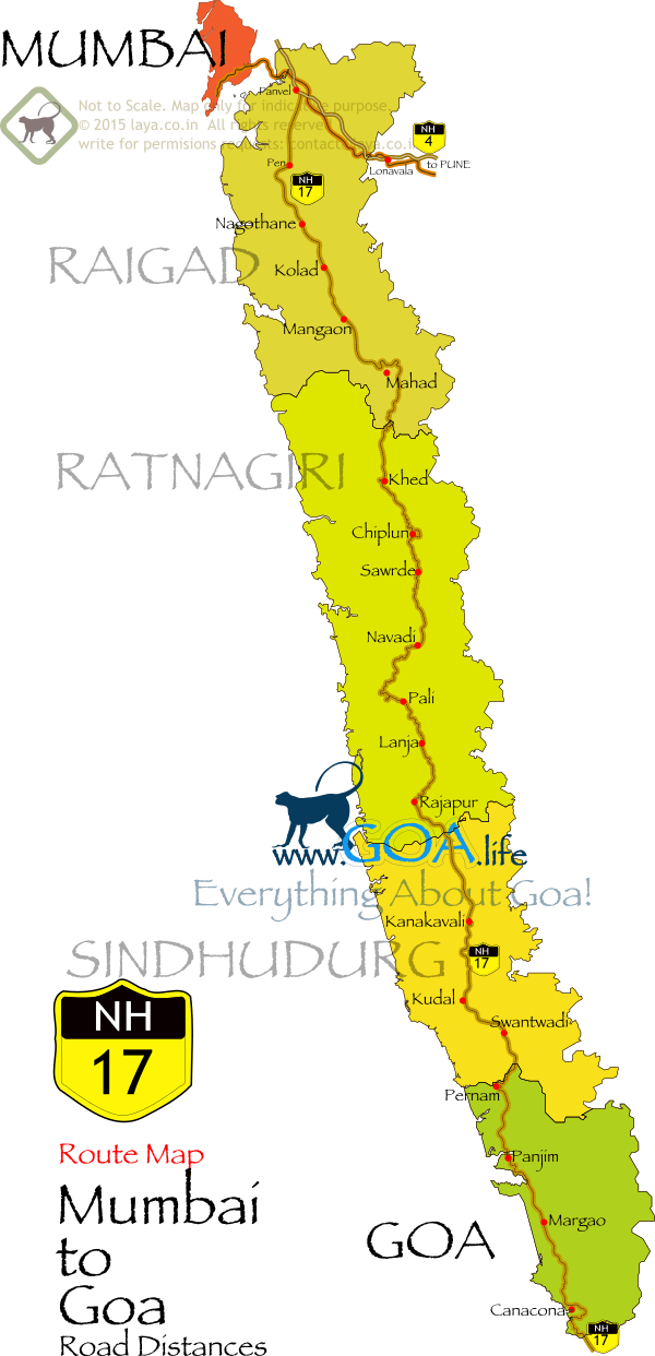 NH17 Route Map Mumbai to Goa