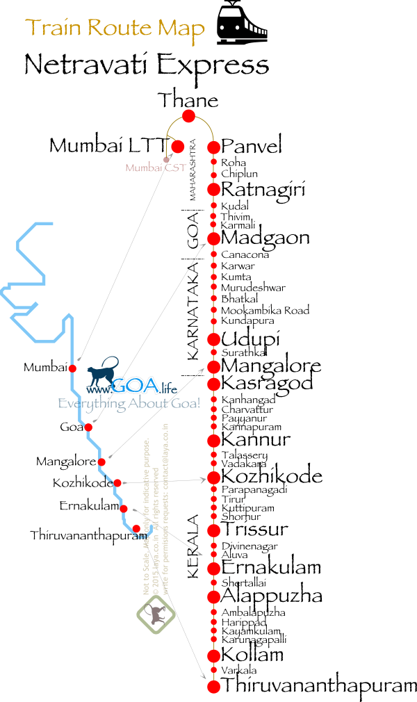 Netravati Express Route Map 