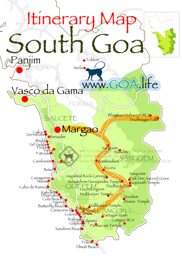 South Goa Itinerary Map Western Ghats Region